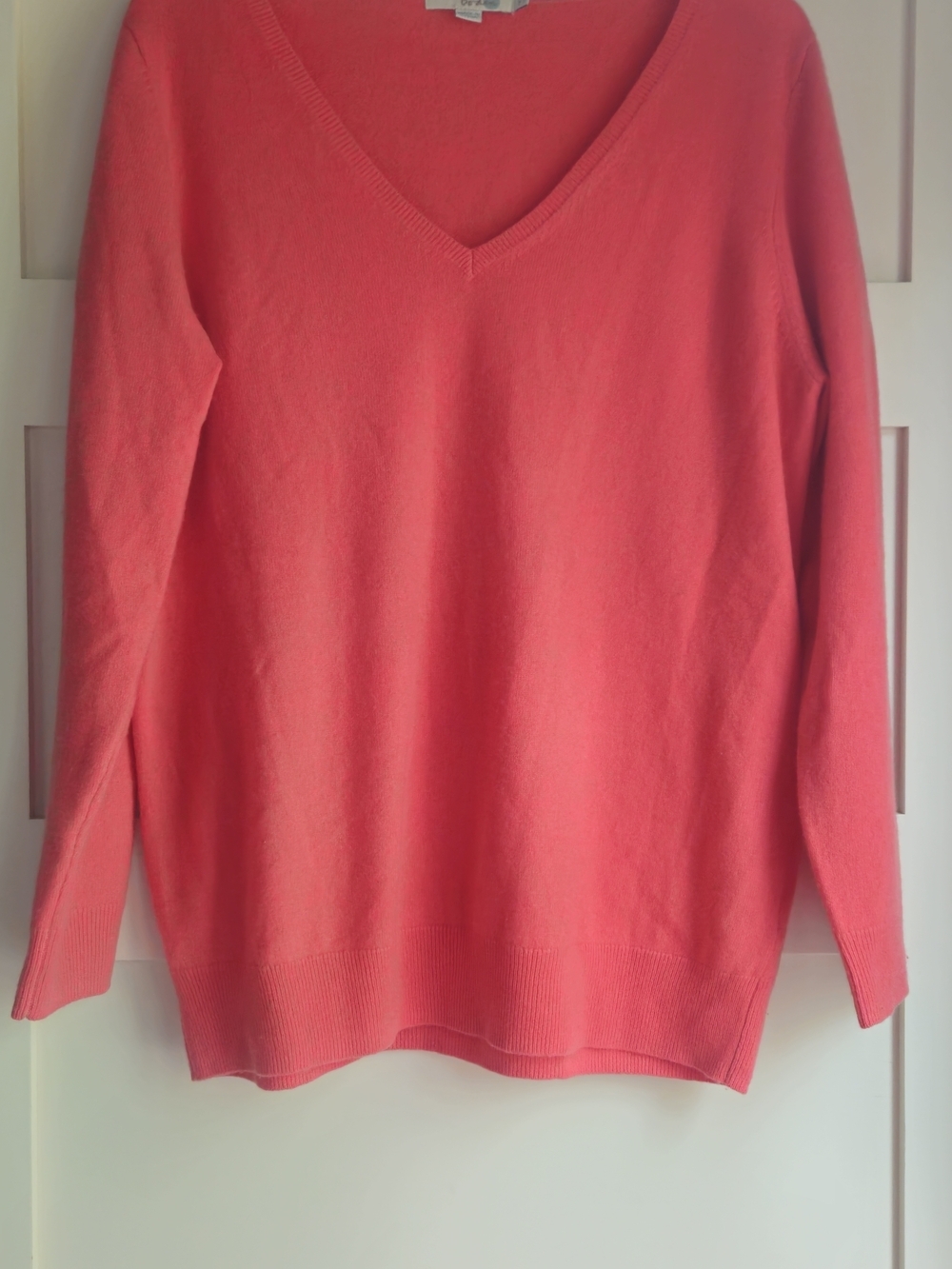 Boden Coral V‑Neck 100% Cashmere Women's Sweater Sz 12
